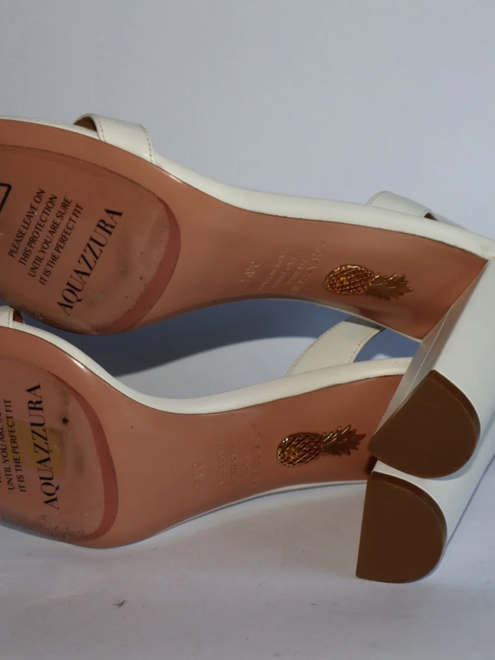 Aquazzura So Nude Block Sandal 85 White Women's 38.5